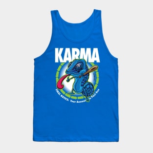 Karma Chameleon with Baseball Bat Cartoon Tank Top